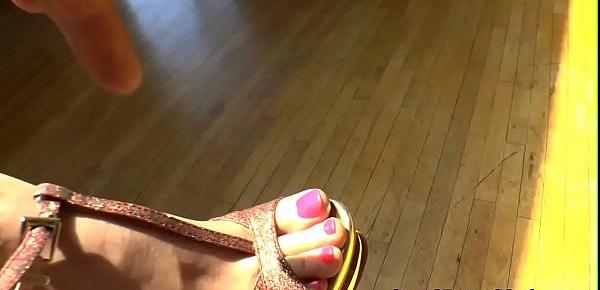  Sexy assed slut in heels gives footjob